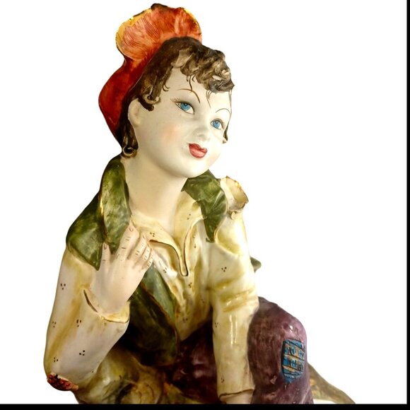 Antique Vtg Italian Girl Boy Victorian Peasant Children Capodimonte BENACCHIO 2 - Picture 7 of 16